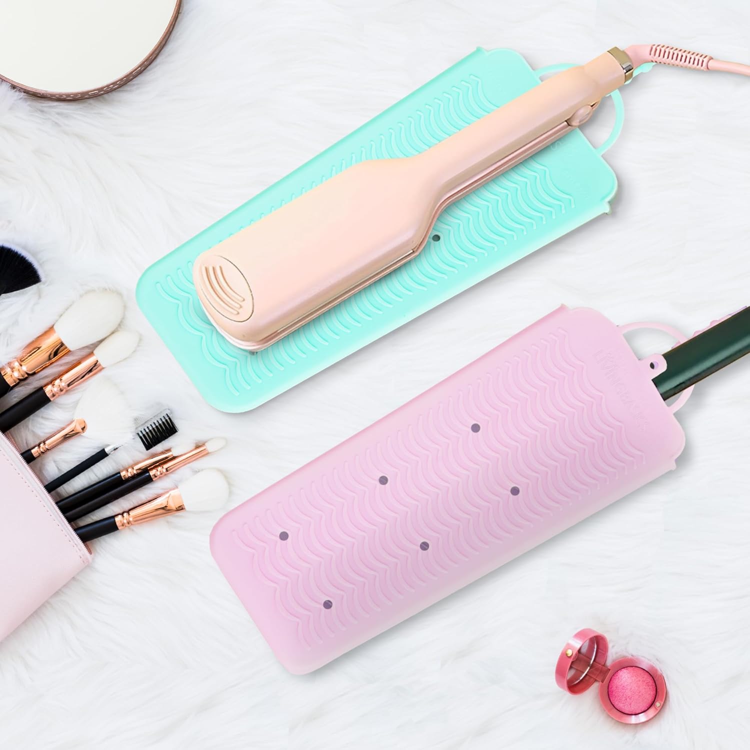 LivingBasics Hair Straightener Silicone Pouch/Straightener Cover Pouch/Heat Resistant Pad for Curling Iron/Styling Pad/Bag for Crimper
