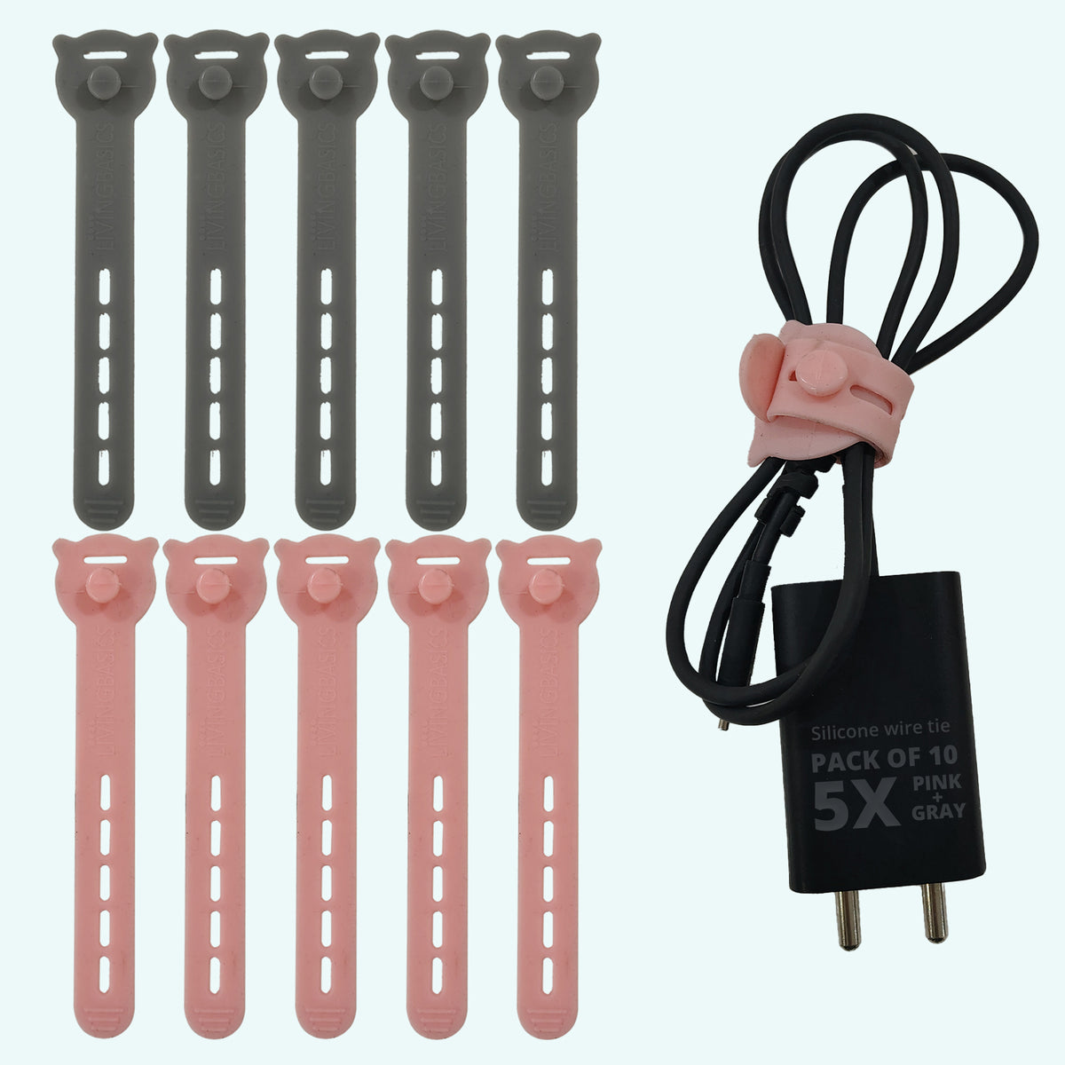 10 Pcs Reusable Silicone Cable Ties