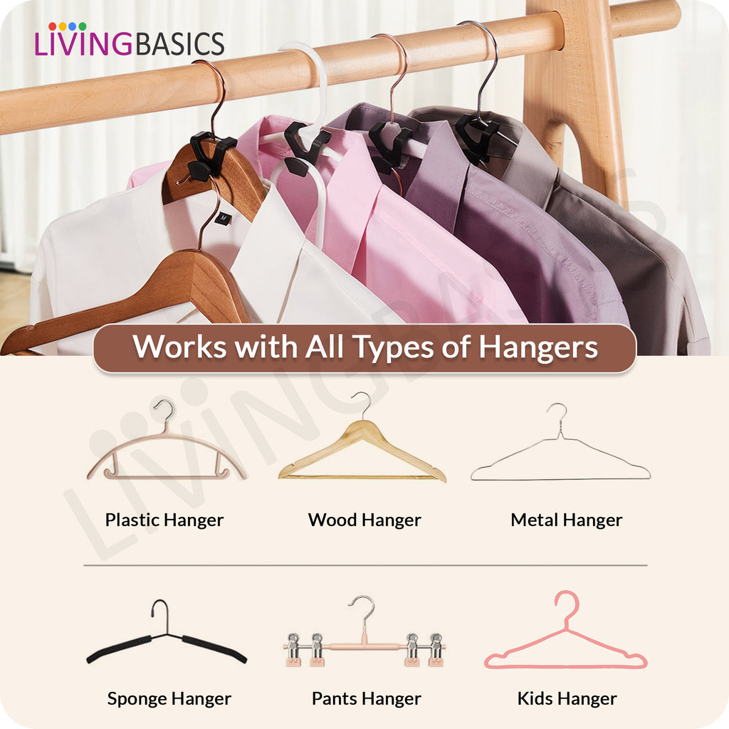 Space Saving Hanger Connector Hooks/Extender (Black)