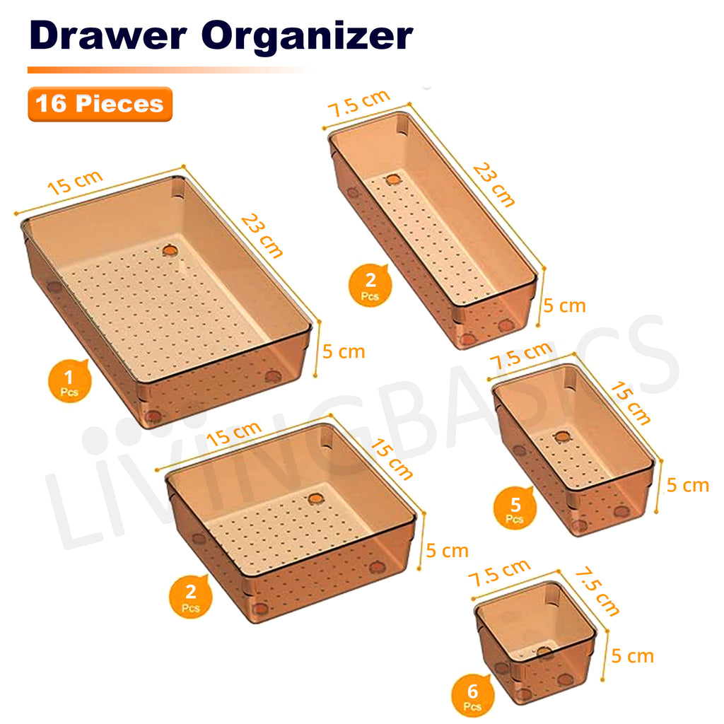 16Pcs 5 Sizes Unbreakable Multipurpose Drawer Organizer