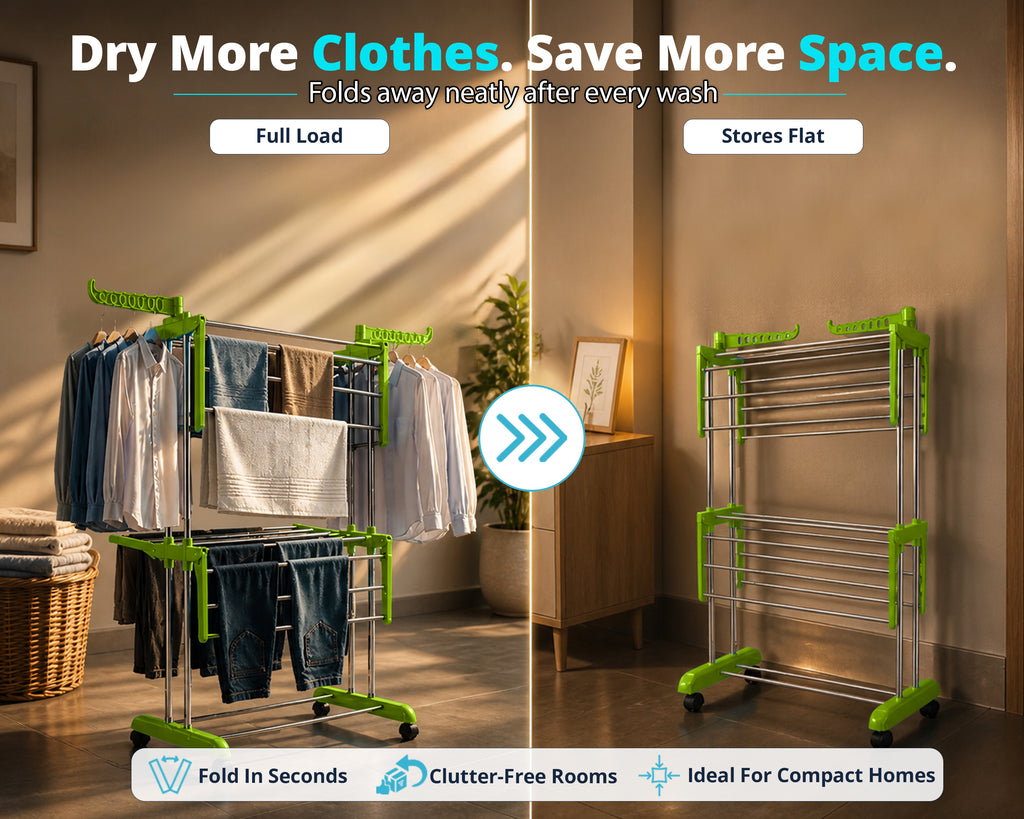 2 Layer Clothes Stand for Drying Foldable Rack