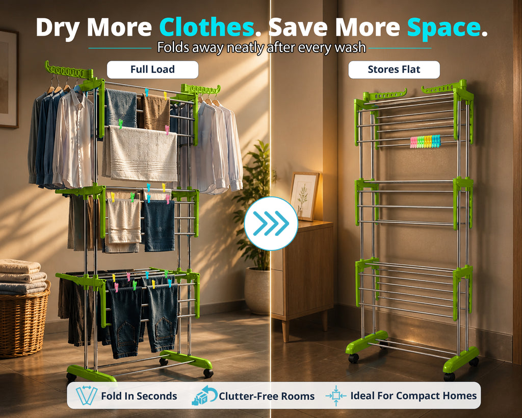 3 Layer Clothes Drying Stand/Cloth Dryer Stand  +18 Rod Clips