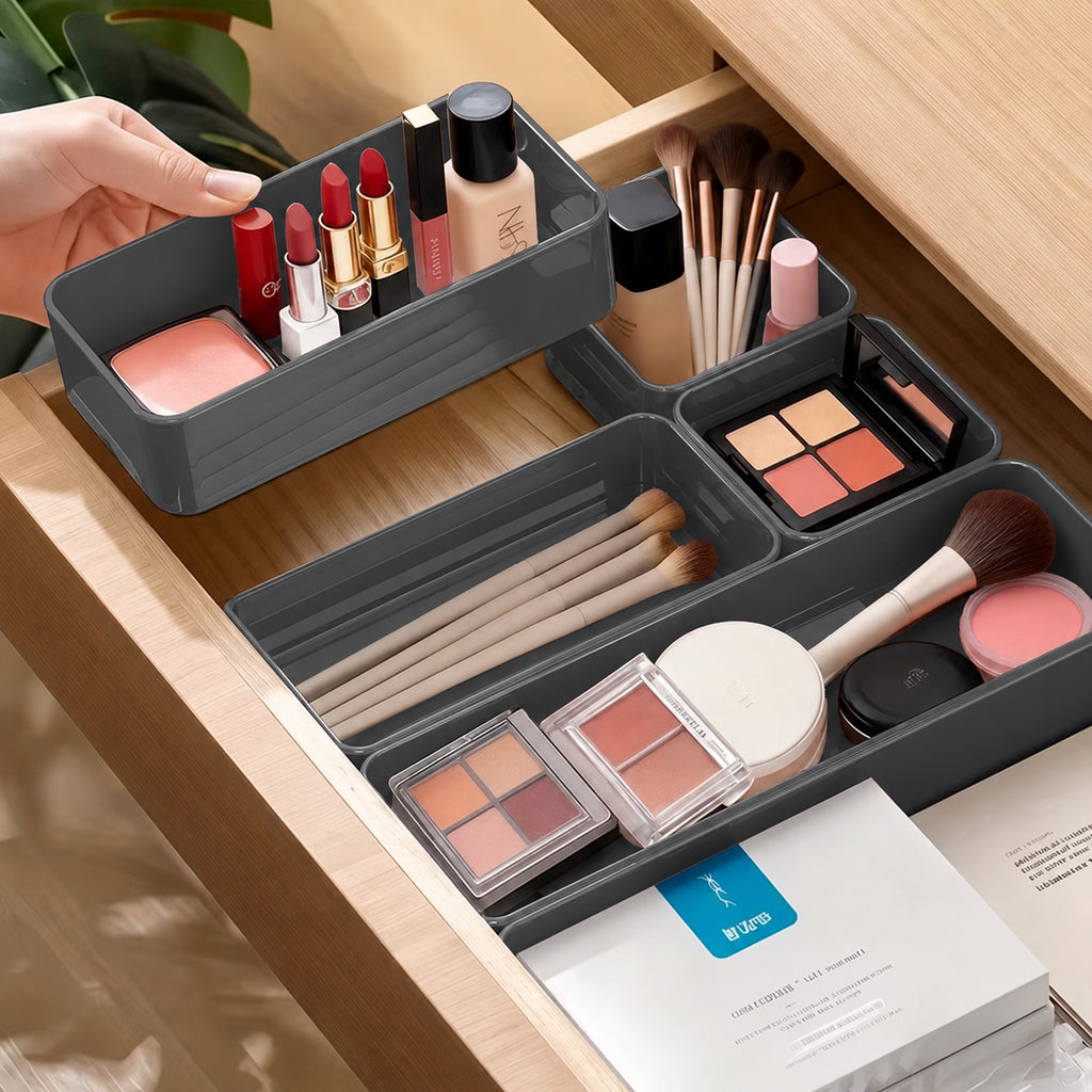 Multipurpose Drawer Organiser/Divider Tray (Plastic, Grey)