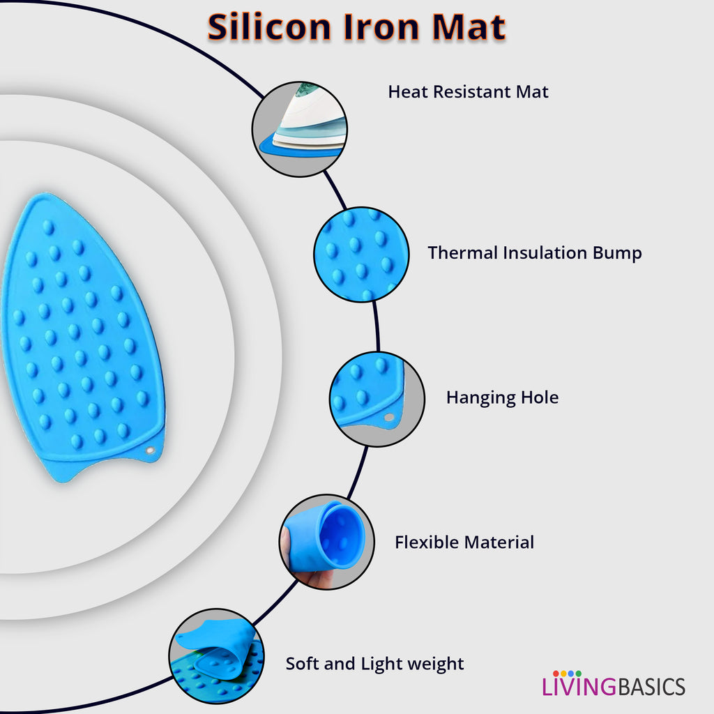 1 Piece Silicone Heat-Resistant Anti-Slip Iron Mat (Blue)