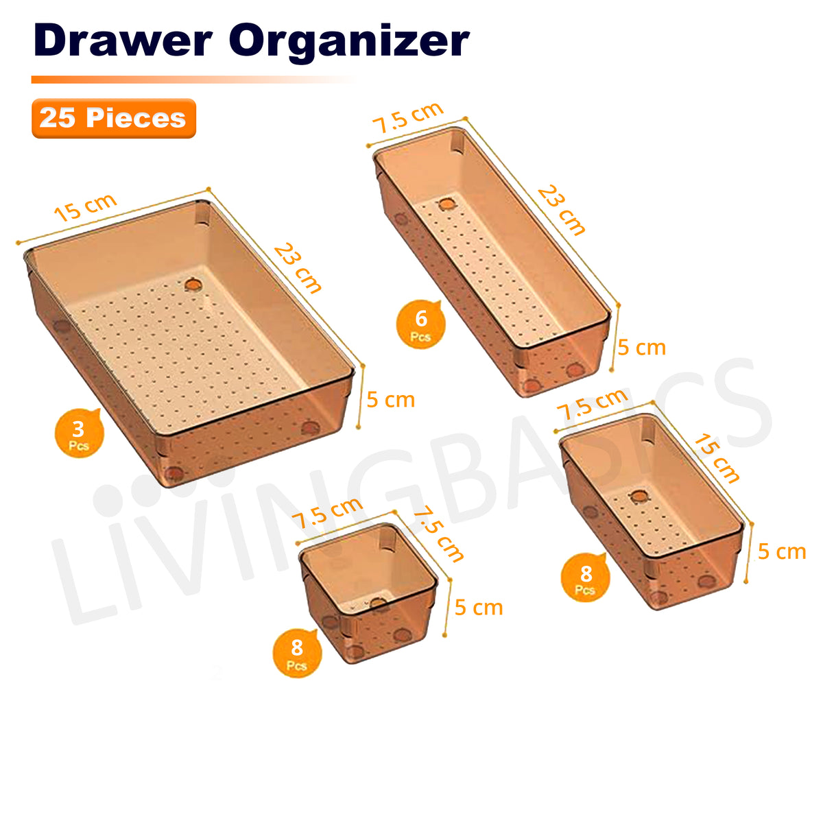 25Pcs 4 Sizes Unbreakable Multipurpose Drawer Organizer
