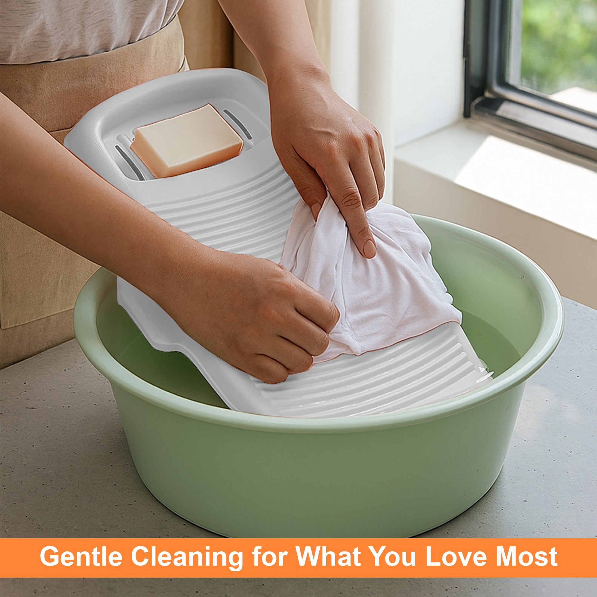 LIVINGBASICS Wash Board / Washing Board for Clothes / Wash Board Basin for Washing Clothes / Wash Board Basin Tub for Clothes / Wash Board Basin / Anti-Slip Board for Small Clothes