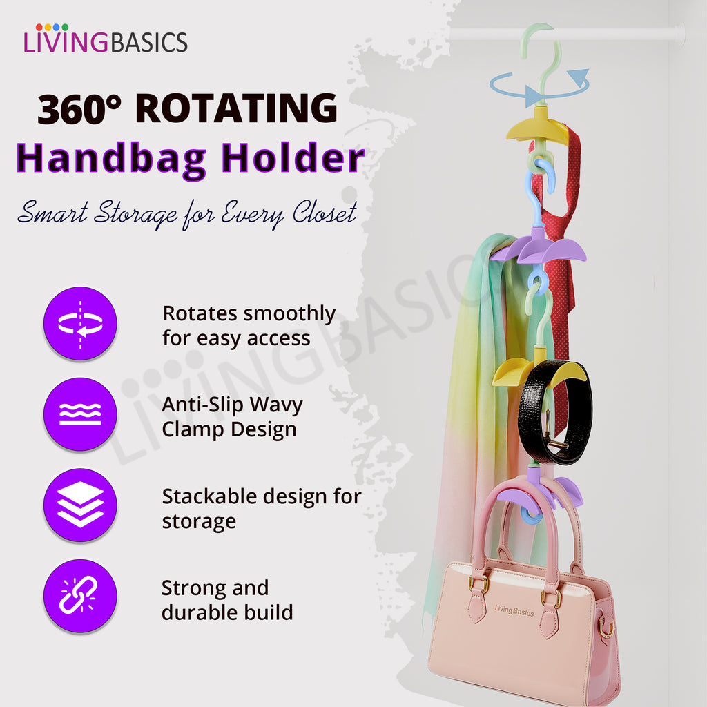 360° Rotating Handbag/Purse Holder for Wardrobe (Pack of 2)