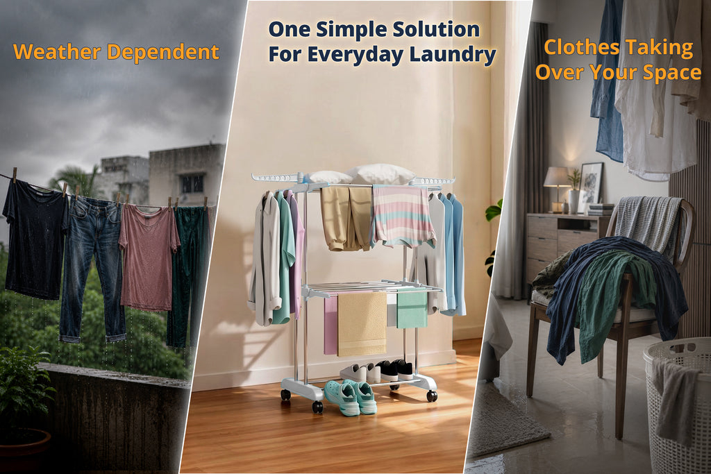 2 Layer Clothes Stand for Drying Foldable Rack