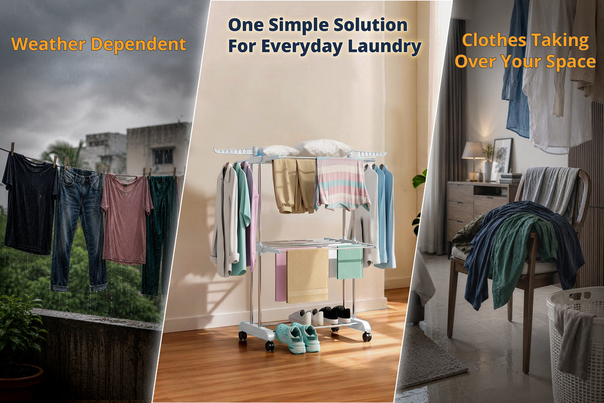 2 Layer Clothes Stand for Drying Foldable Rack