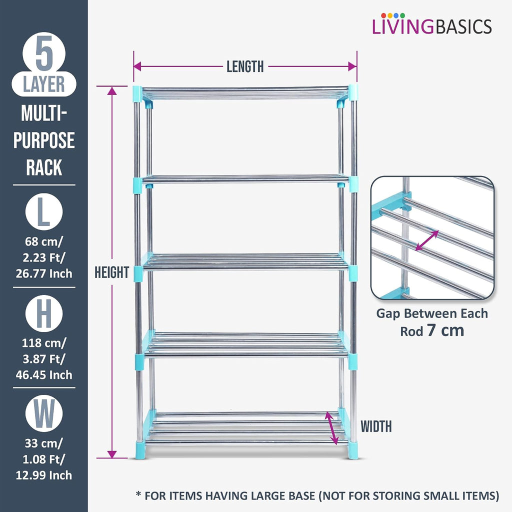 LIVINGBASICS Multifunctional / Multipurpose Storage Shelves / Rack / Stand For Home/ Office / Kitchen/ /Balcony/ Bathroom / Study Room