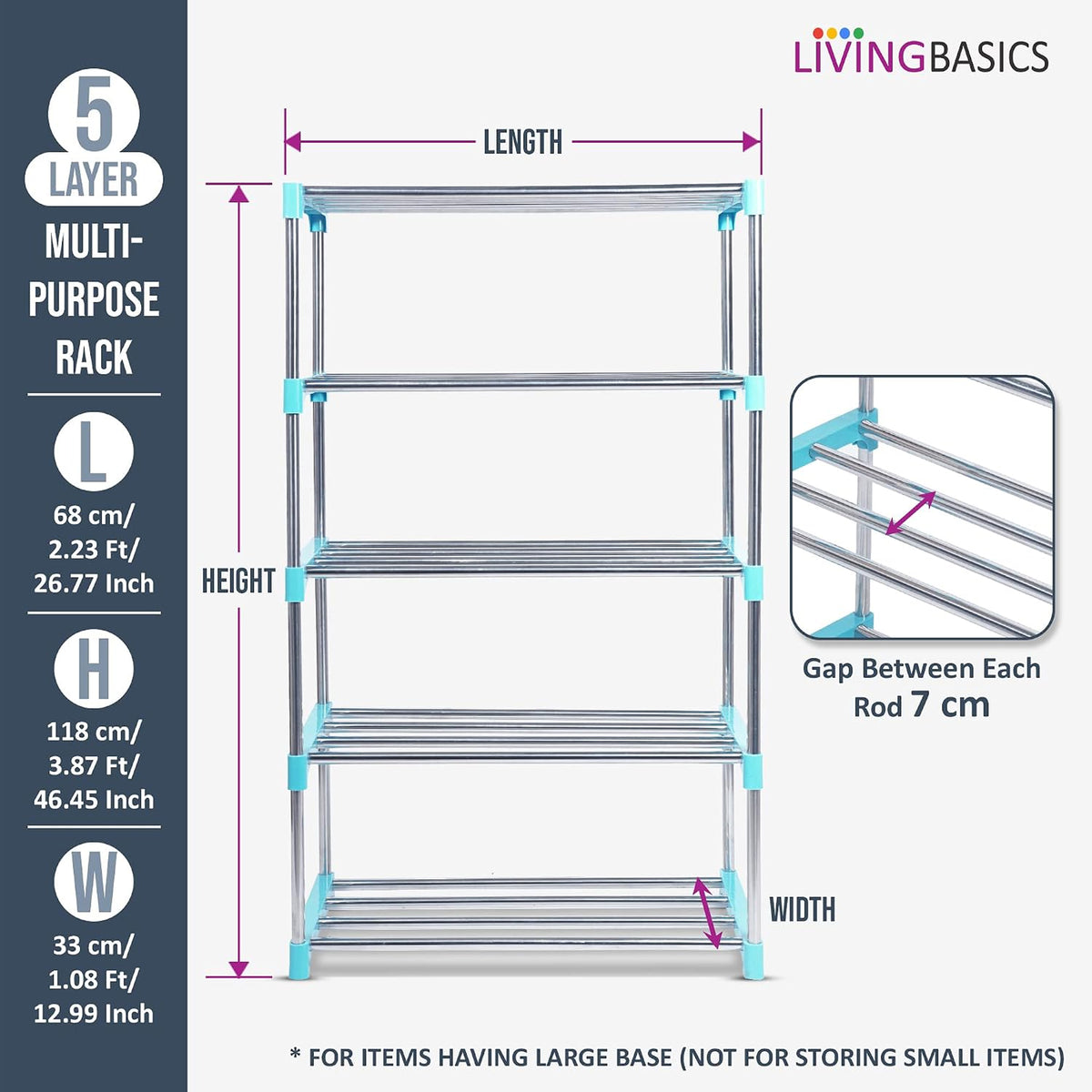 LIVINGBASICS Multifunctional / Multipurpose Storage Shelves / Rack / Stand For Home/ Office / Kitchen/ /Balcony/ Bathroom / Study Room