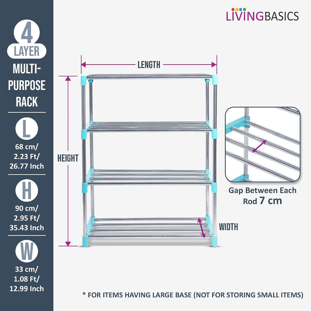 LIVINGBASICS Multifunctional / Multipurpose Storage Shelves / Rack / Stand For Home/ Office / Kitchen/ /Balcony/ Bathroom / Study Room