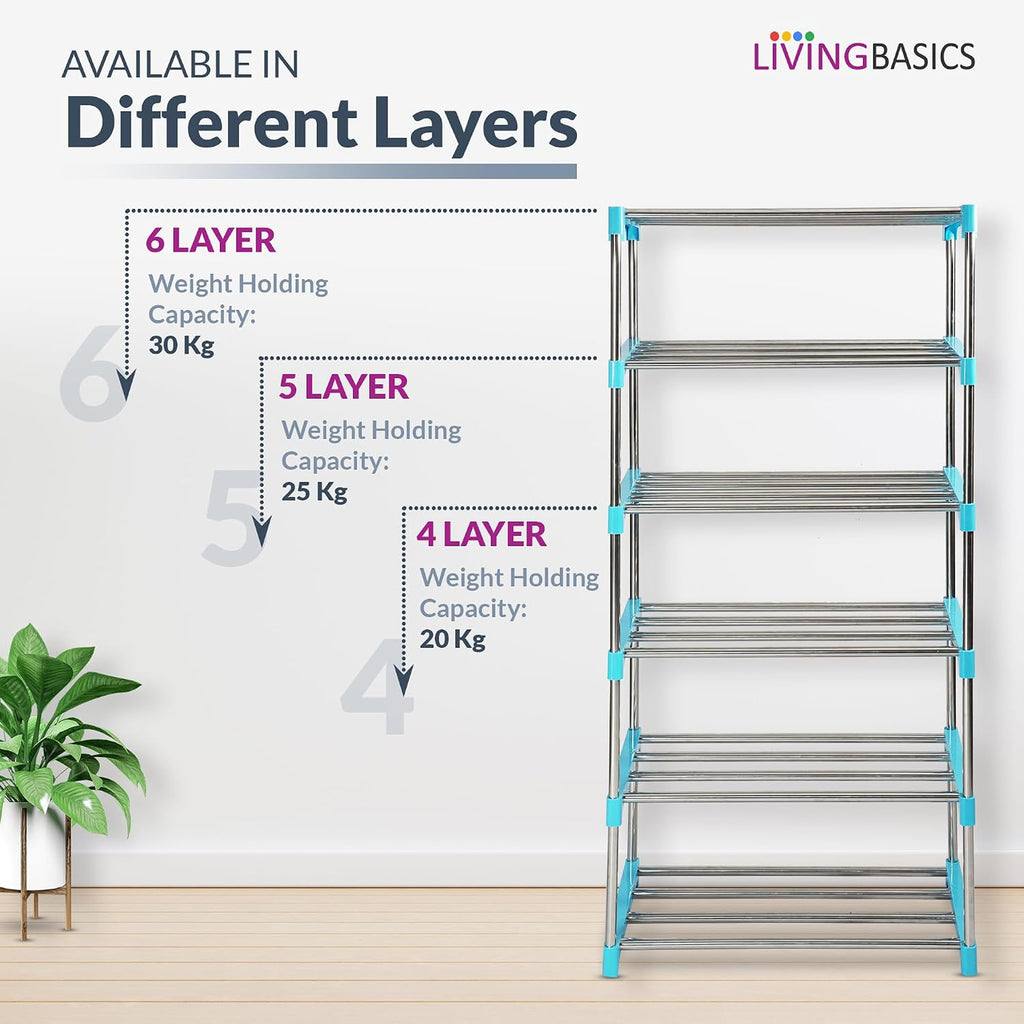 LIVINGBASICS Multifunctional / Multipurpose Storage Shelves / Rack / Stand For Home/ Office / Kitchen/ /Balcony/ Bathroom / Study Room