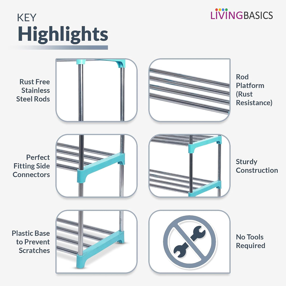 LIVINGBASICS Multifunctional / Multipurpose Storage Shelves / Rack / Stand For Home/ Office / Kitchen/ /Balcony/ Bathroom / Study Room