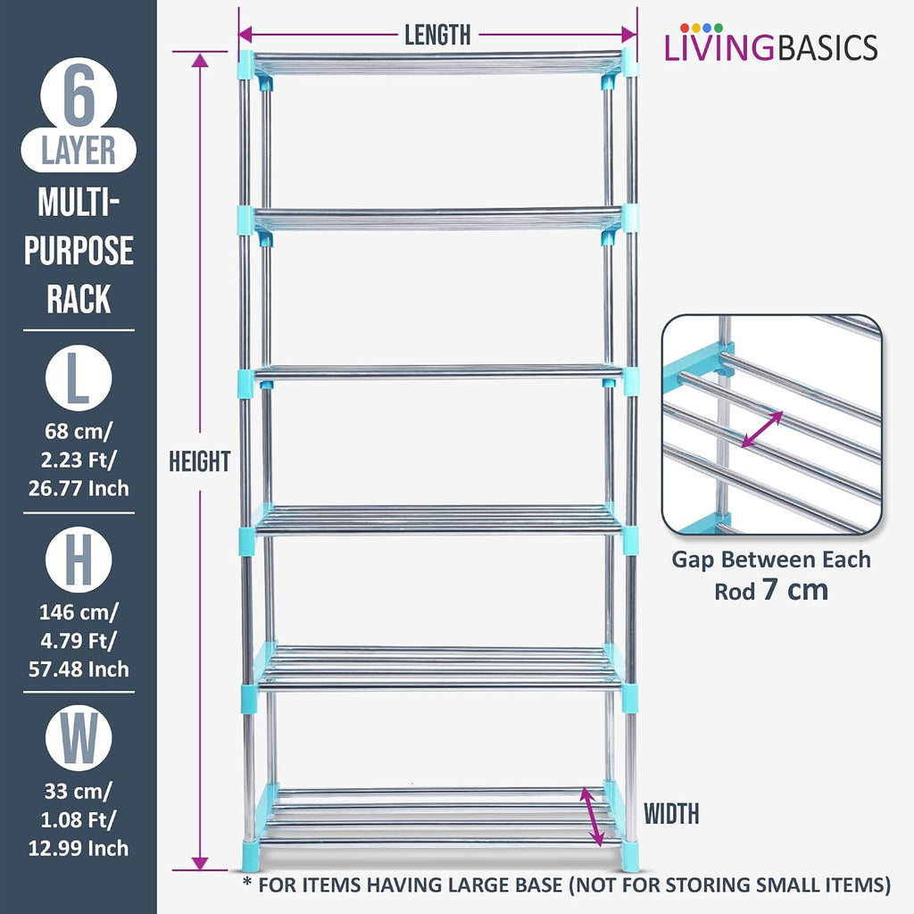 LIVINGBASICS Multifunctional / Multipurpose Storage Shelves / Rack / Stand For Home/ Office / Kitchen/ /Balcony/ Bathroom / Study Room