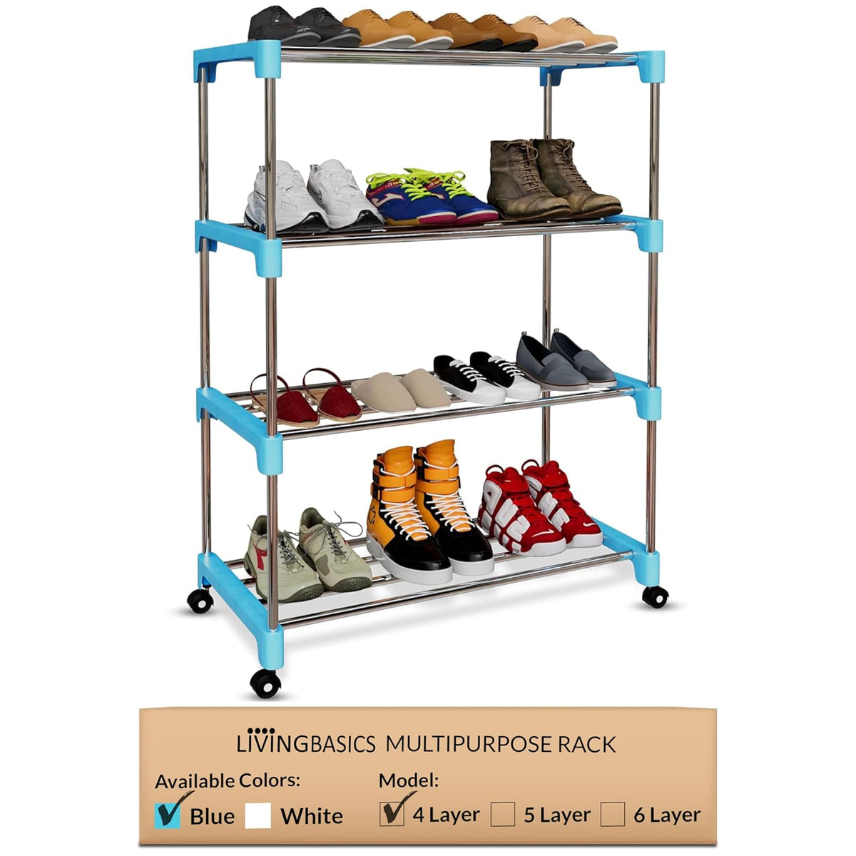 LIVINGBASICS Multifunctional / Multipurpose Storage Shelves / Rack / Stand For Home/ Office / Kitchen/ /Balcony/ Bathroom / Study Room