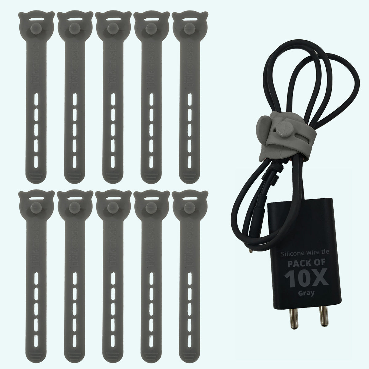 10 Pcs Reusable Silicone Cable Ties