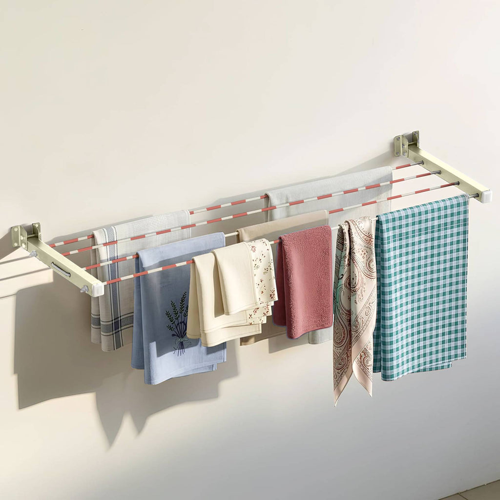 Wall Mounted Clothes Drying Rack, 40 Feet Rope