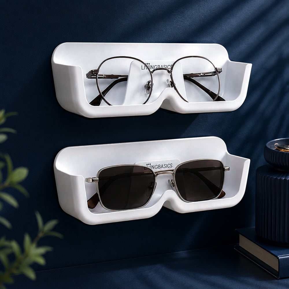 Adhesive Wall Mounted Specs/Sunglasses Holder, 3M Tape (White)