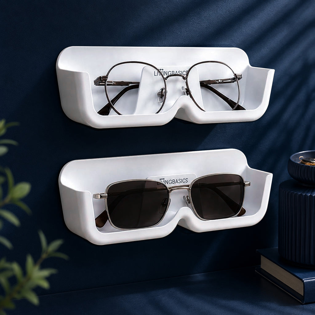 Adhesive Wall Mounted Specs/Sunglasses Holder, 3M Tape (White)