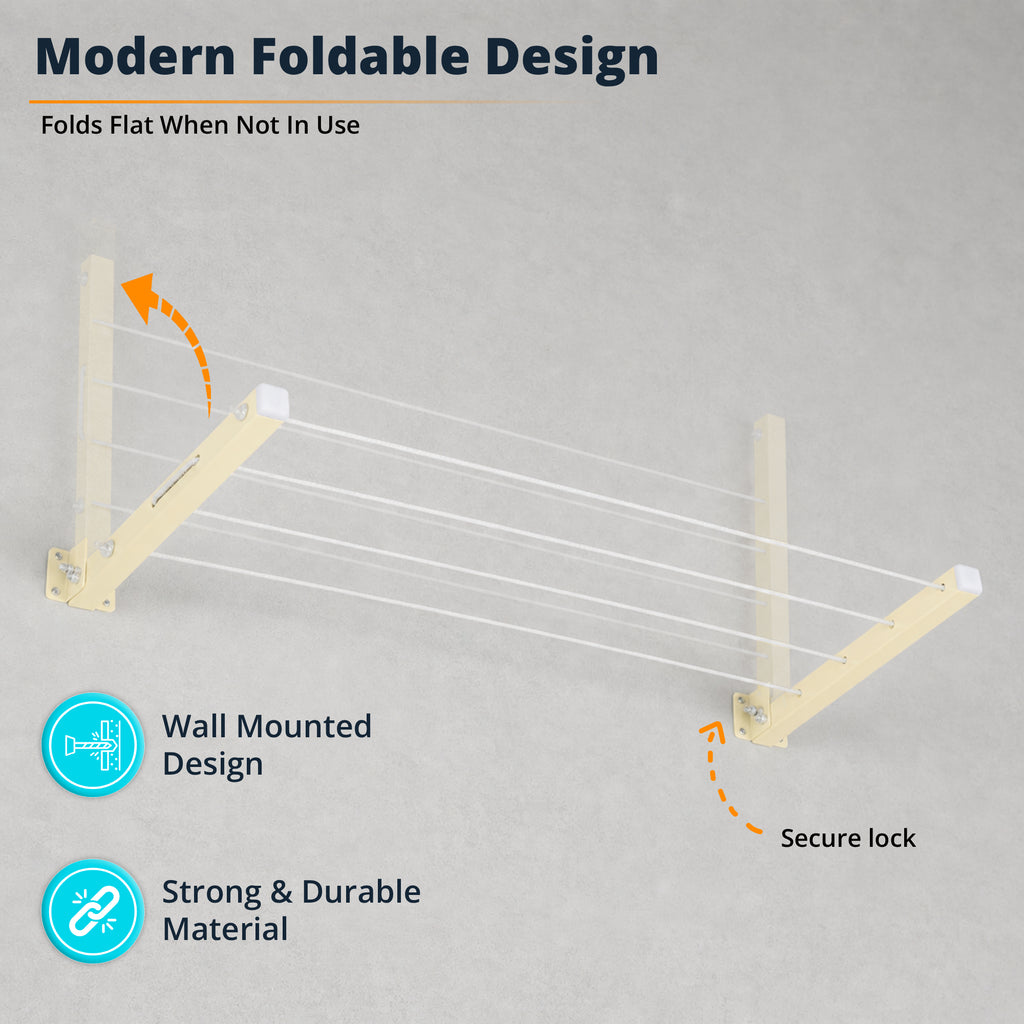 Wall Mounted Clothes Drying Rack, 40 Feet Rope