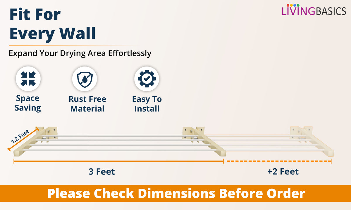 Wall Mounted Clothes Drying Rack, 40 Feet Rope