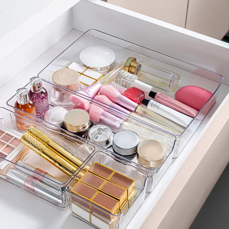 LIVINGBASICS Unbreakable Drawer Organizer/Drawer Storage Organizer/Drawer Organizer Tray/Tray Organiser for Makeup/Drawer Divider Tray/Makeup Dresser Tray/Kitchen Drawer Organizer Tray