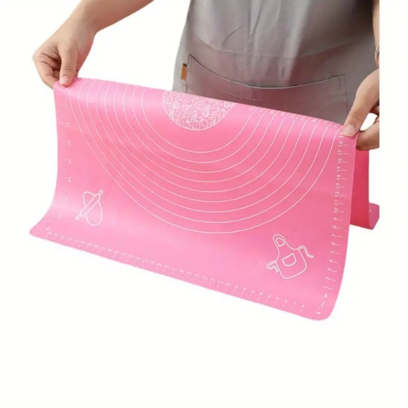 LivingBasics 50x40 cm Silicone Roti Rolling Mat for Kitchen Non-Stick Chapati Dough Aata Kneading Mat with Measurement Guides/Food Grade Pad for Roti, Pizza, Paratha & Pastry