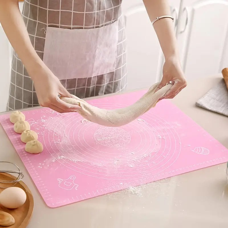 LivingBasics 50x40 cm Silicone Roti Rolling Mat for Kitchen Non-Stick Chapati Dough Aata Kneading Mat with Measurement Guides/Food Grade Pad for Roti, Pizza, Paratha & Pastry