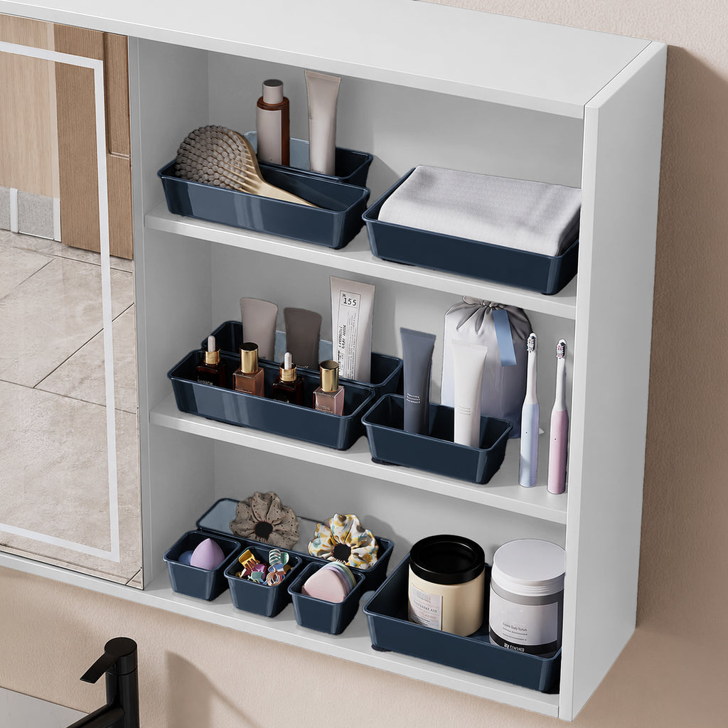 Multipurpose Drawer Organiser/Divider Tray (Plastic, Grey)