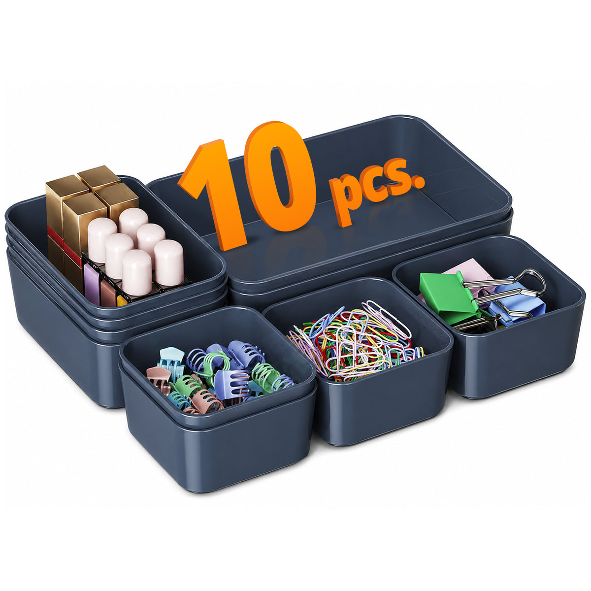 Multipurpose Drawer Organiser/Divider Tray (Plastic, Grey)