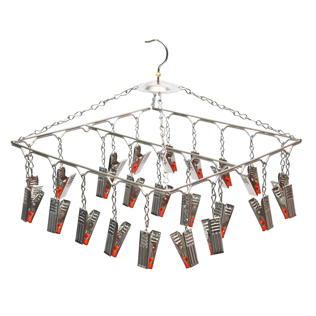Stainless Steel Baby Cloth Clips Hanger with Drying Pins/Pegs (25 Clip Hanger)