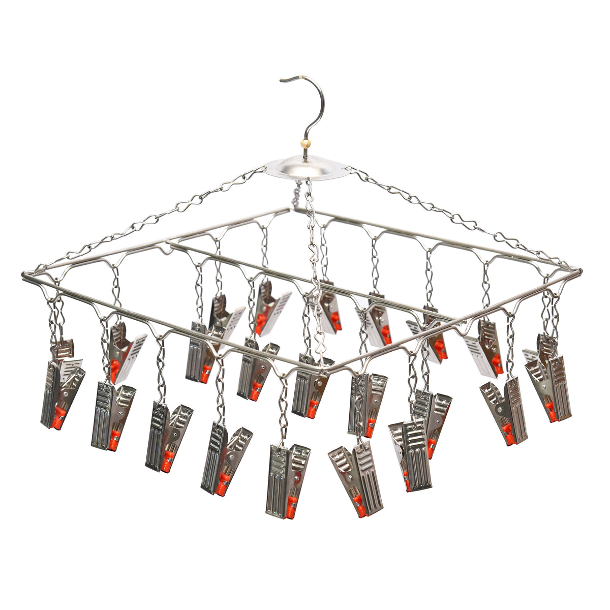 Stainless Steel Baby Cloth Clips Hanger with Drying Pins/Pegs (25 Clip Hanger)