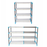4 Layer Cyan Blue Stainless Steel Adjustable Multipurpose Stand for Storage