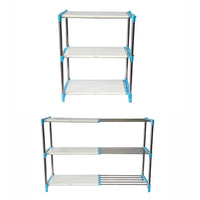 3 Layer Cyan Blue Stainless Steel Adjustable Multipurpose Stand for Storage
