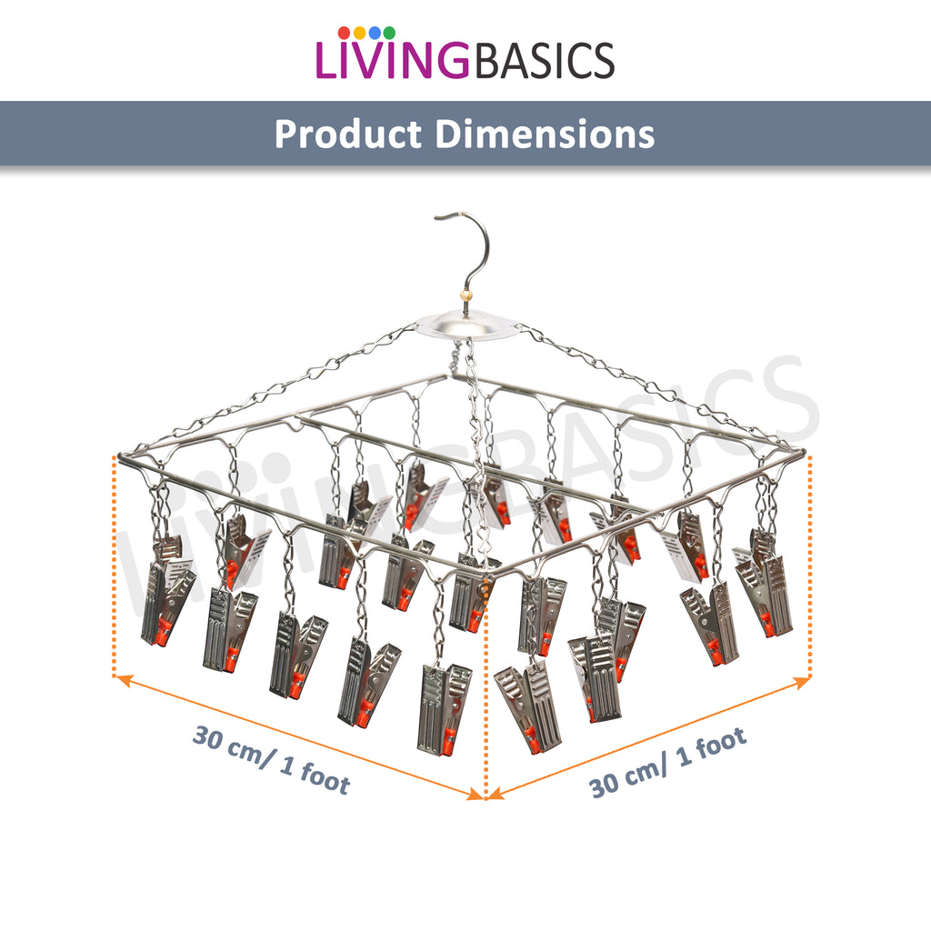 Stainless Steel Baby Cloth Clips Hanger with Drying Pins/Pegs (25 Clip Hanger)
