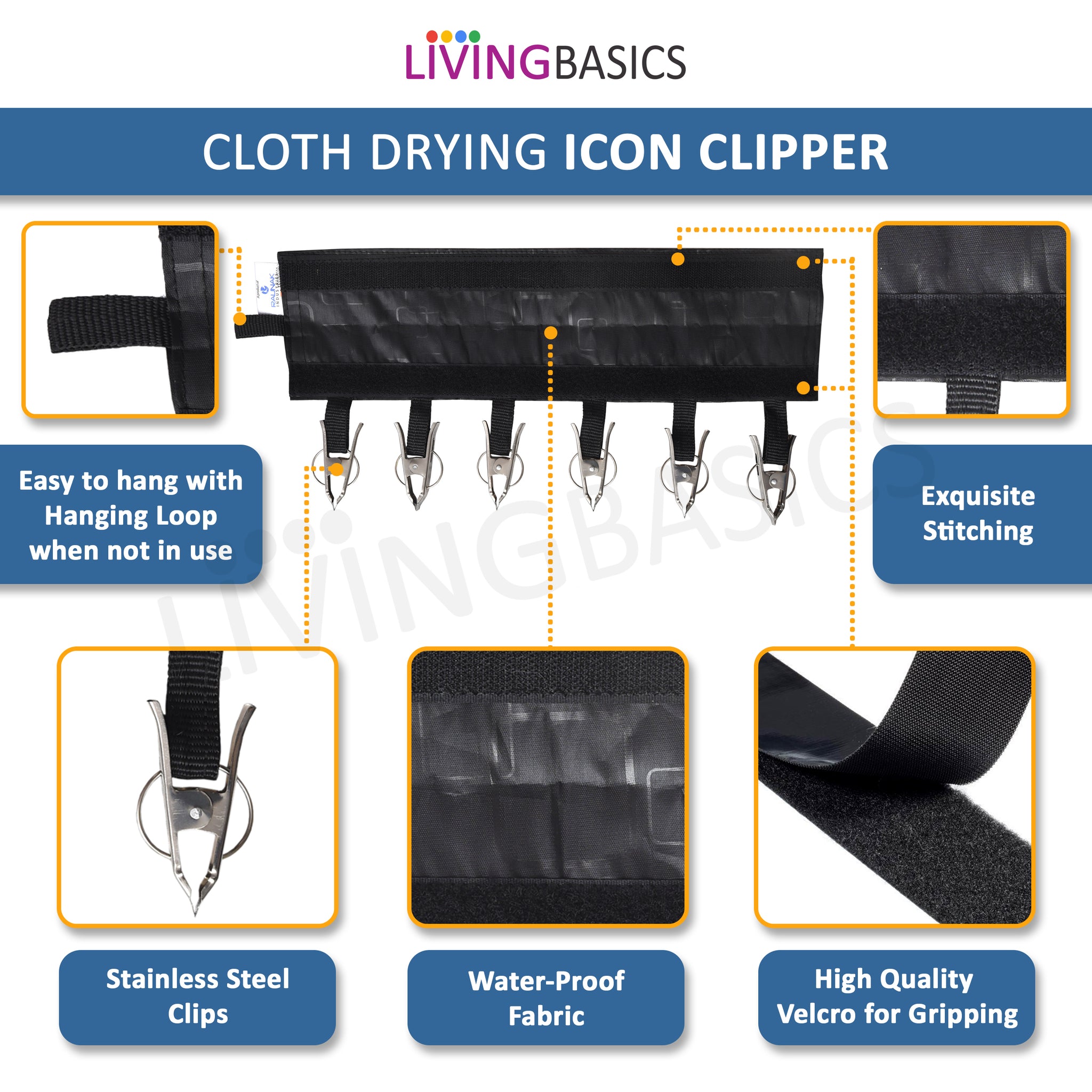 Heavy Duty Rust Free Icon Cloth Clip Pair