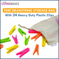 LivingBasics® Heavy Duty Rust Free Cloth Peg/Clothes Clip/Cloth Drying Pins/Pegs for Hanger/Rods/Ropes/Drying Clothes (24 Cloth Clip for Cloth Drying Stand) P (24 Cloth Clips for Ropes (M010))