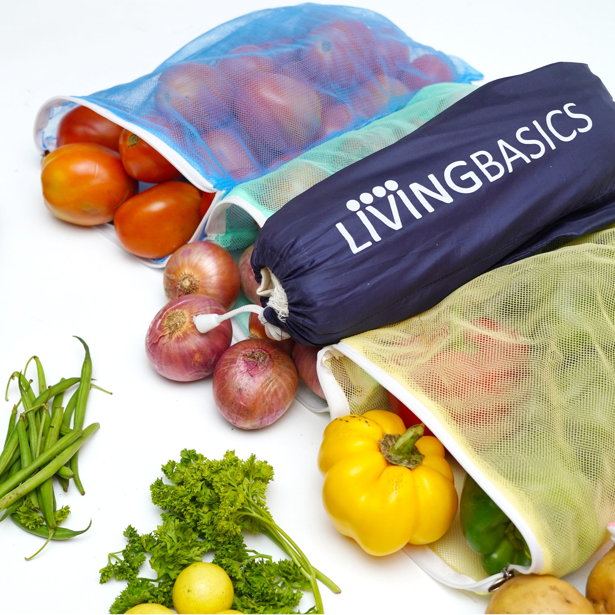 LIVINGBASICS Net Vegetable Bag (MULTICOLOUR)