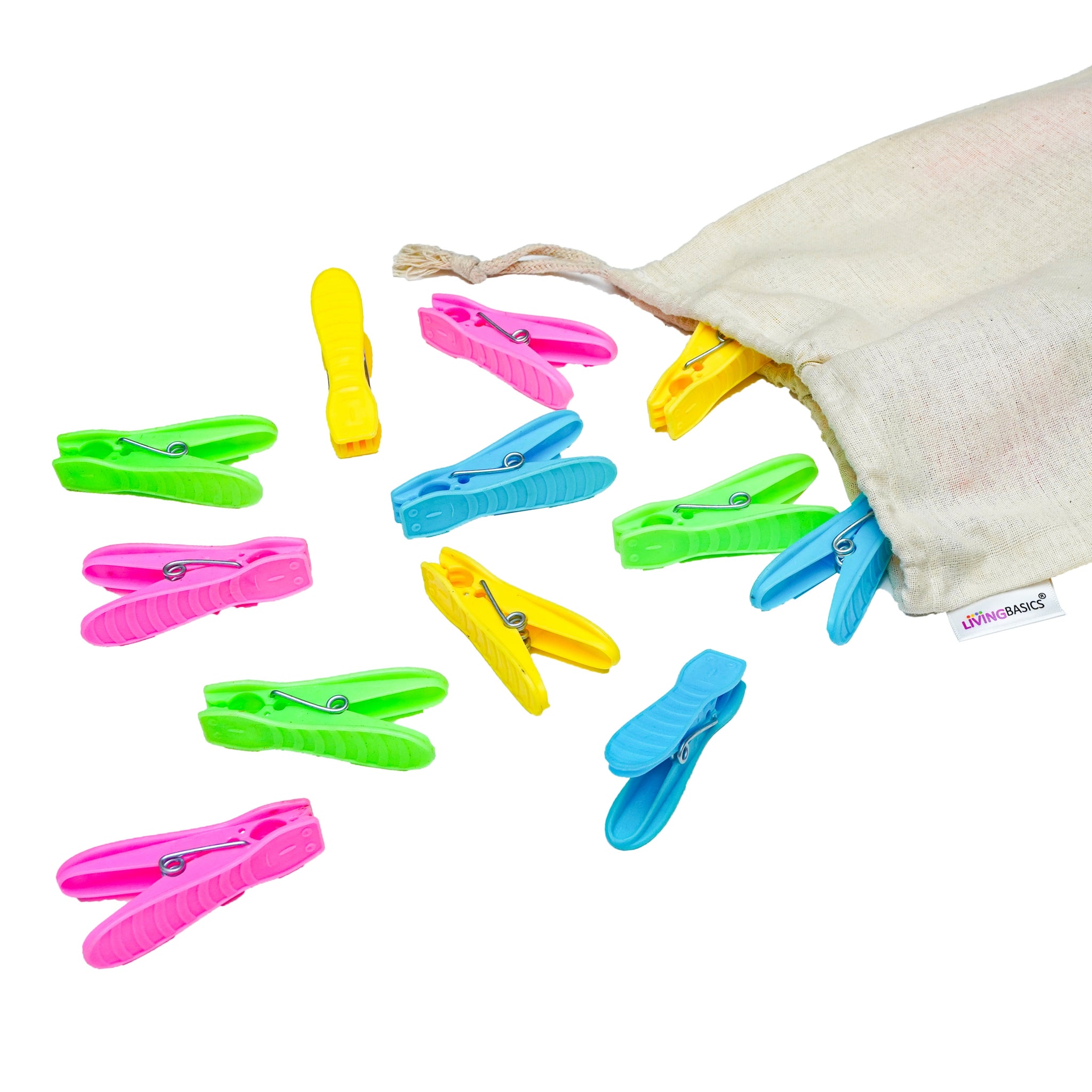 LivingBasics® Heavy Duty Rust Free Cloth Peg/Clothes Clip/Cloth Drying Pins/Pegs for Hanger/Rods/Ropes/Drying Clothes (24 Cloth Clip for Cloth Drying Stand) P (24 Cloth Clips for Ropes (M009))
