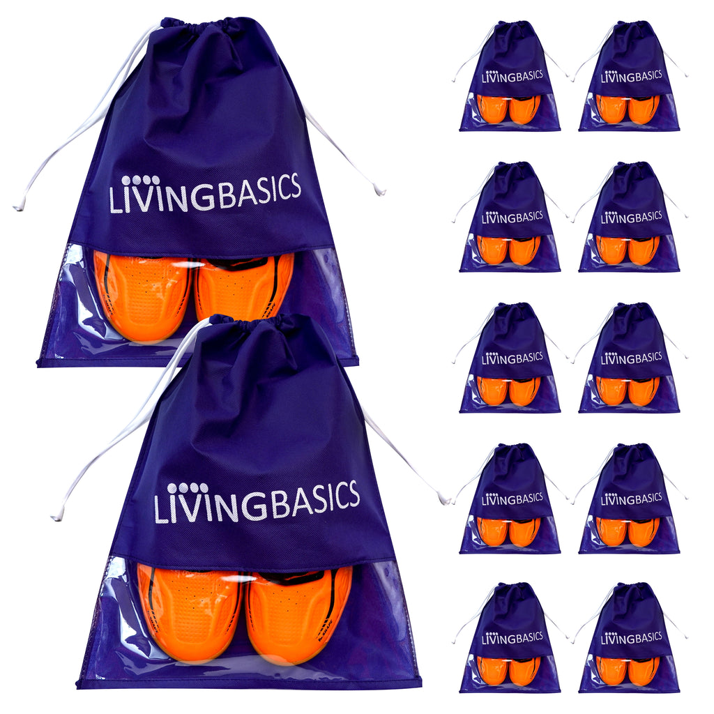 LIVINGBASICS Multi-USE Shoe Cover Bags (Non Woven- Navy Blue, 12 Pieces)