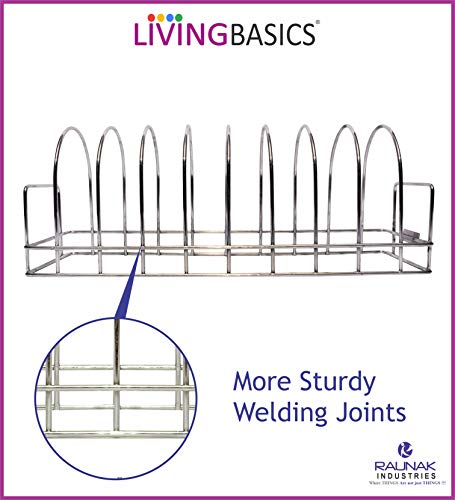 Anti Rust Stainless Steel 10 Sections Round Shape Dish Stand, Plate Rack, Lid Organizer Rack