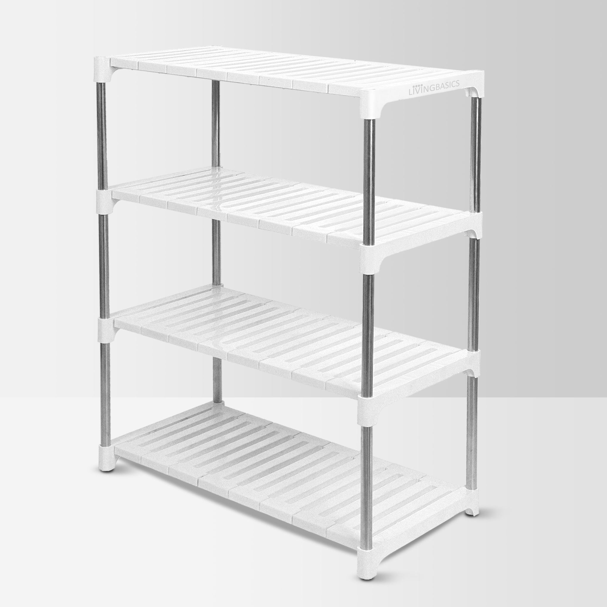 LIVINGBASICS Stainless Steel Multifunctional/Multipurpose Storage Shelves/Rack/Stand for Home/Office/Kitchen/Balcony/Bathroom/Study Room