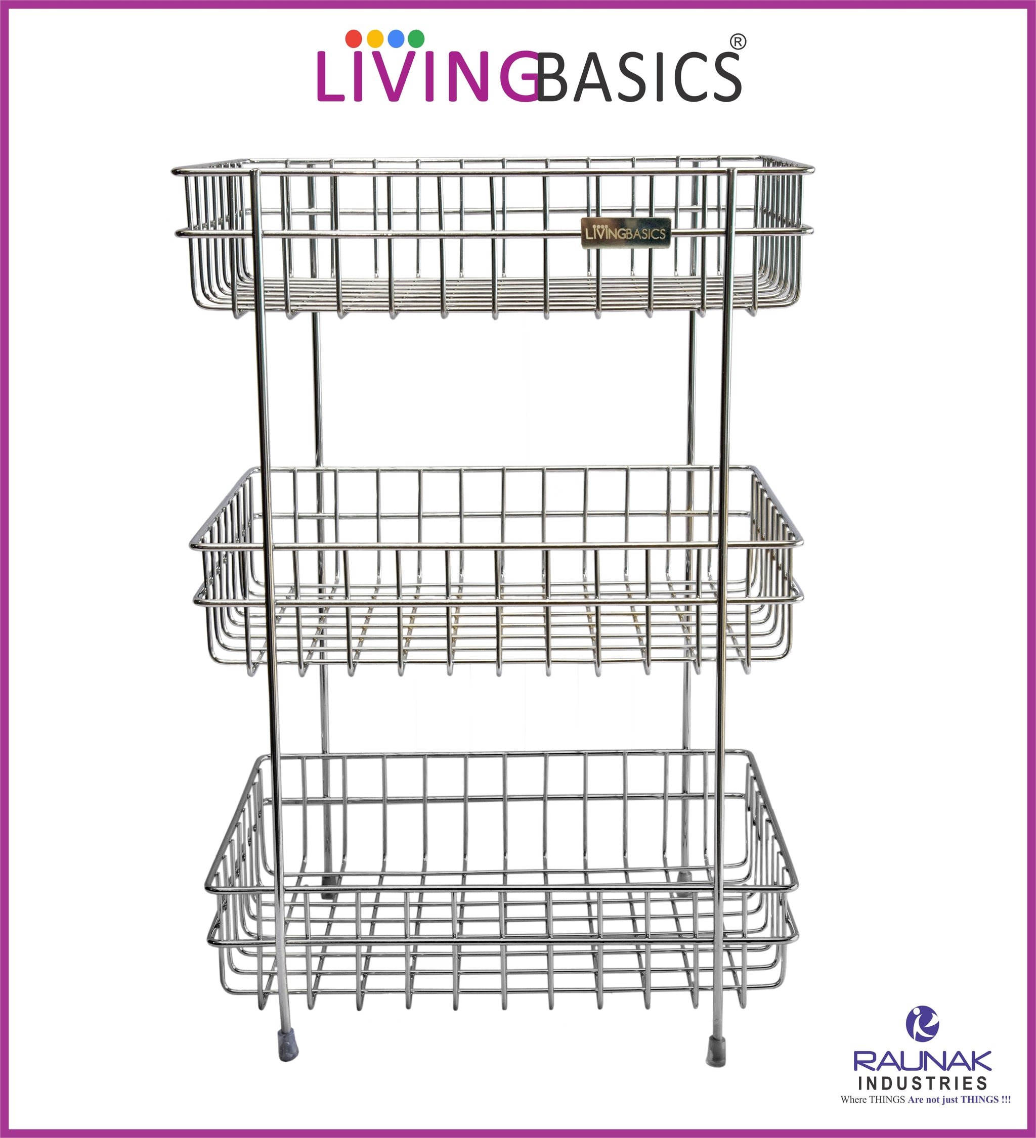 Multi Functional Household Storage 3 Tier Wire Basket Stand, Mini Countertop Organizer