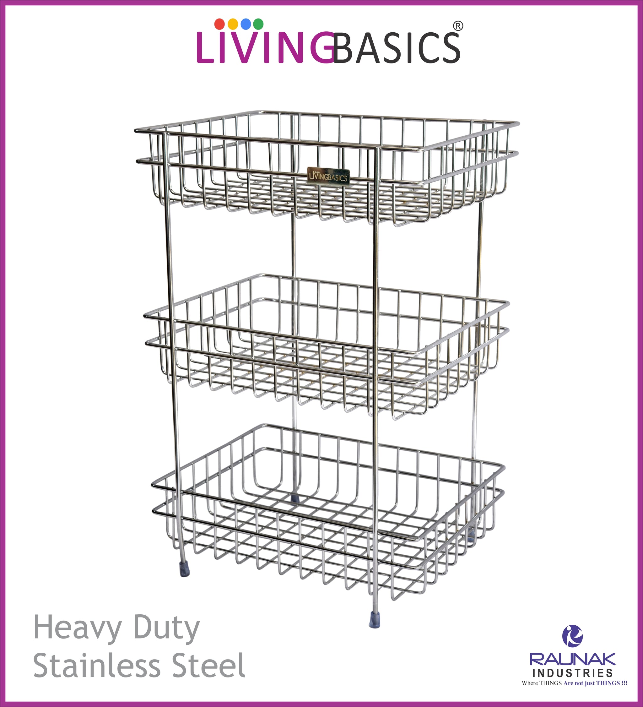 Multi Functional Household Storage 3 Tier Wire Basket Stand, Mini Countertop Organizer