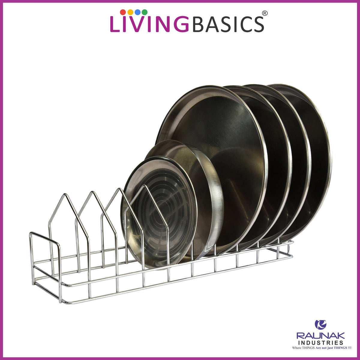 Anti Rust Stainless Steel 10 Sections Triangle Shape Dish Stand, Plate Rack, Lid Organizer Rack
