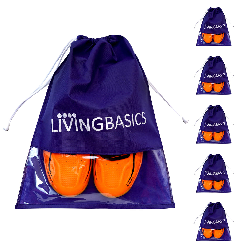 LIVINGBASICS Multi-USE Shoe Cover Bags (Non Woven- Navy Blue, 6 Pieces)