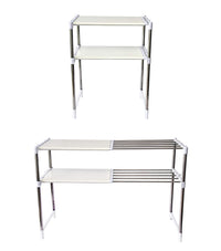 2 Layer Snow White Stainless Steel Adjustable Multipurpose Stand for Storage
