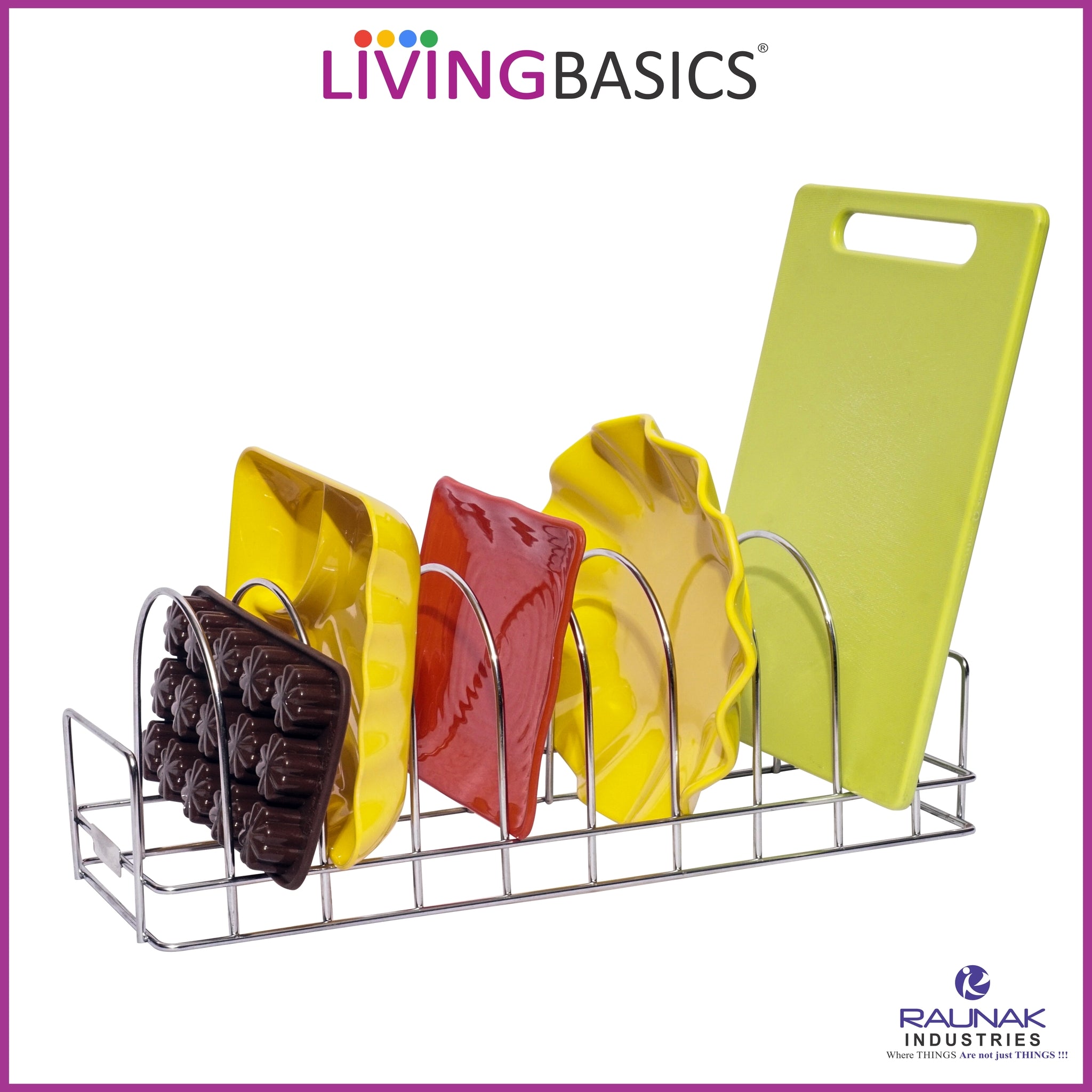 Anti Rust Stainless Steel 10 Sections Round Shape Dish Stand, Plate Rack, Lid Organizer Rack