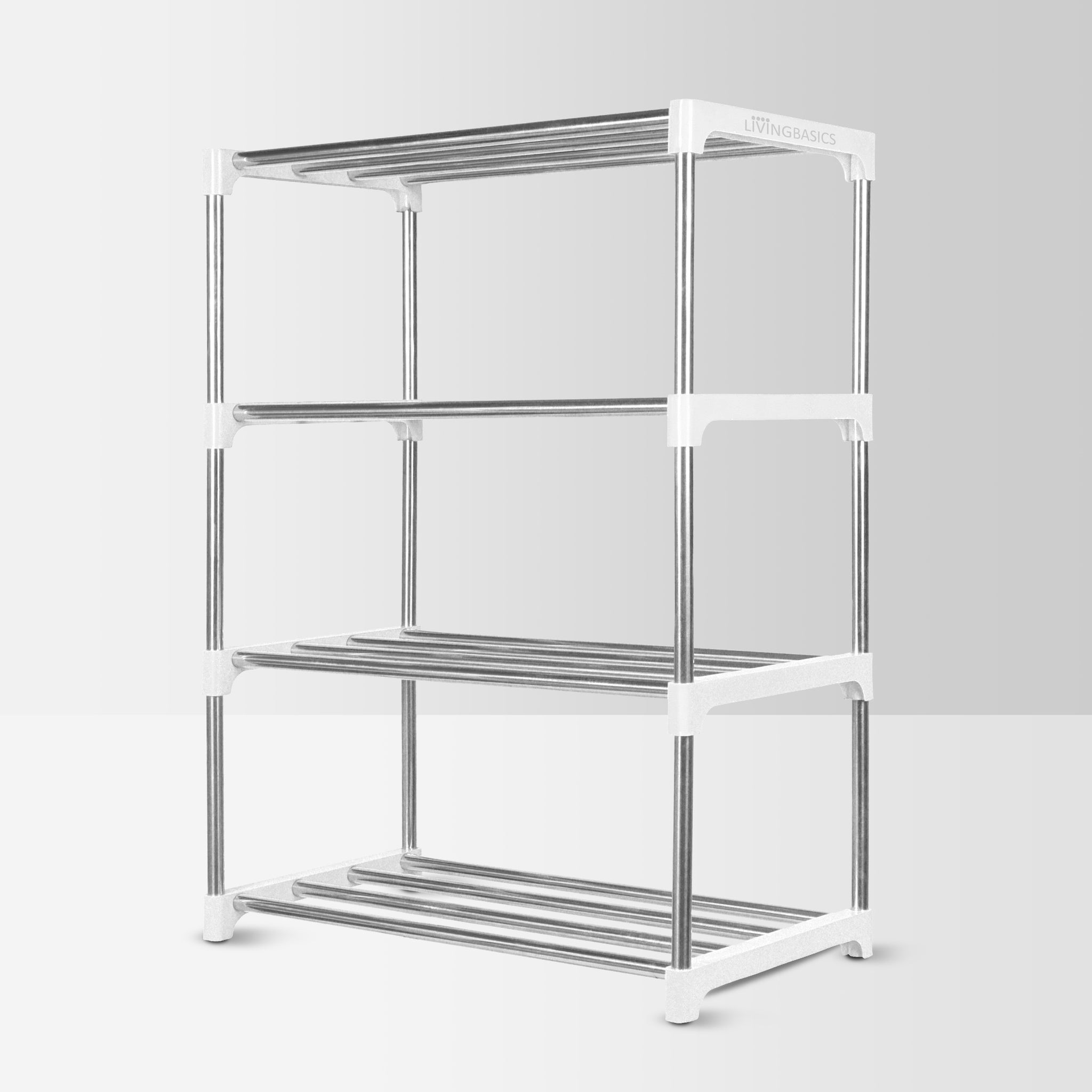 LIVINGBASICS Stainless Steel Multifunctional/Multipurpose Storage Shelves/Rack/Stand for Home/Office/Kitchen/Balcony/Bathroom/Study Room